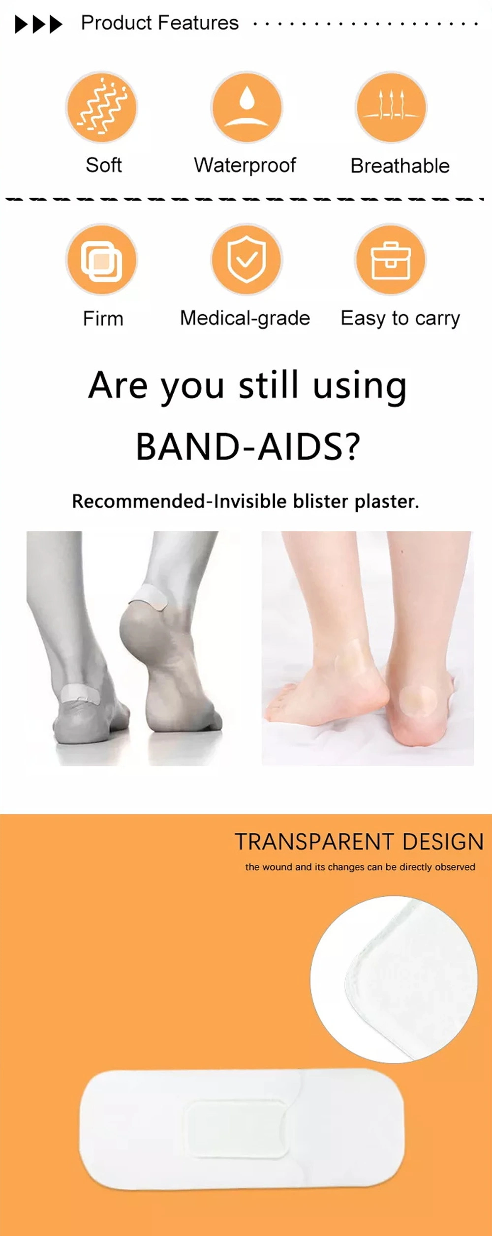 Top Quality Fast Aid Clear Gel Advanced Feet Blister Plasters Hydrogel Dressings for The Treatment of Burn Wounds