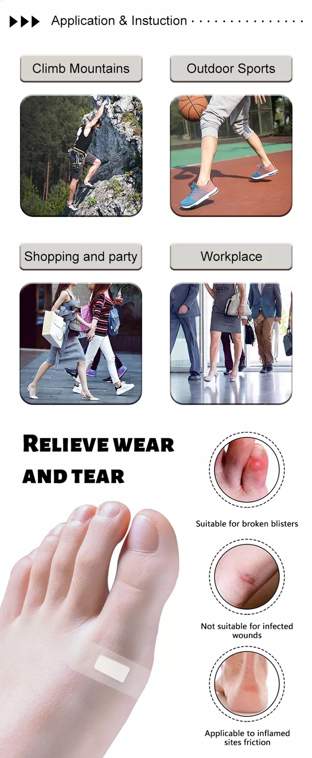 Top Quality Fast Aid Clear Gel Advanced Feet Blister Plasters Hydrogel Dressings for The Treatment of Burn Wounds